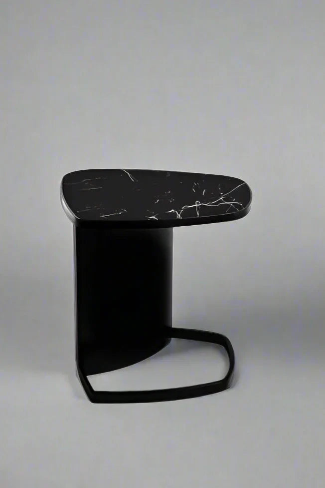 Black L-Shape Curve Side Table