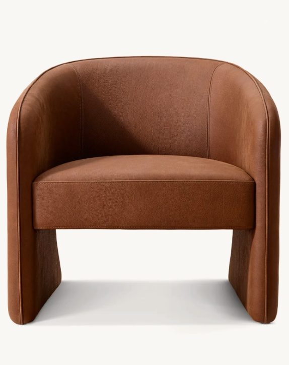 Brown armchair on a white background