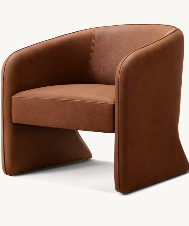 Brown armchair on a white background