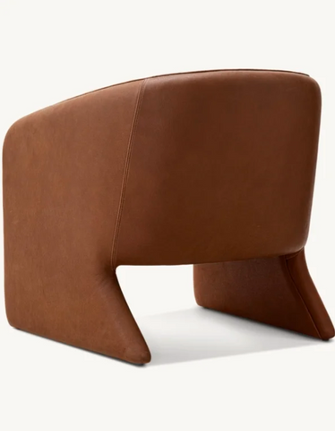 Brown leather ottoman on a white background