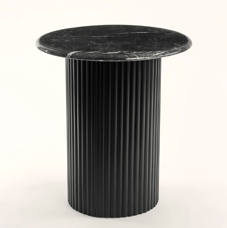Black Trail Marble Top Side Table