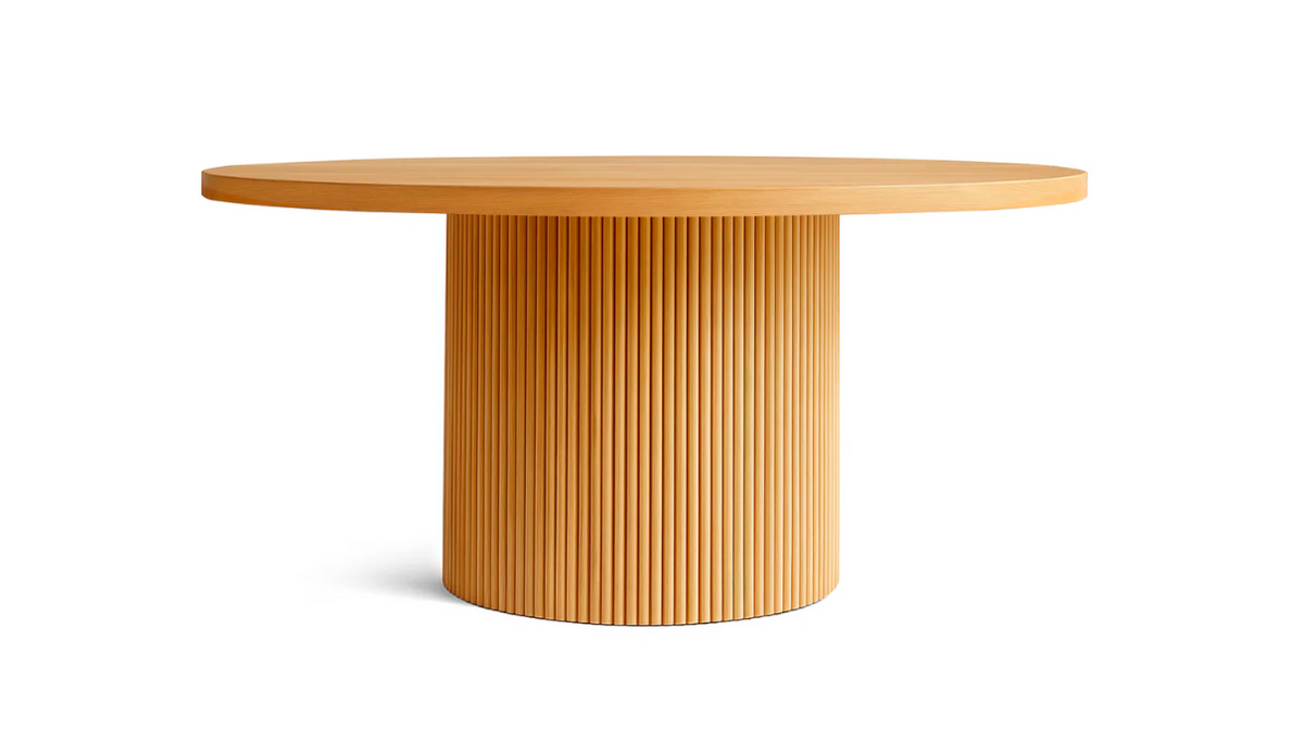 Flute Circular Natural Veneer Dining Table