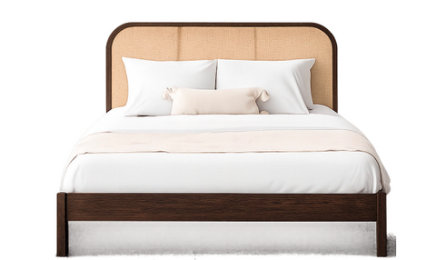 Deva Rattan Bed - Dark Oak Wood