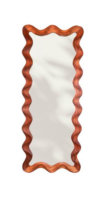 Teak Wave Mirror